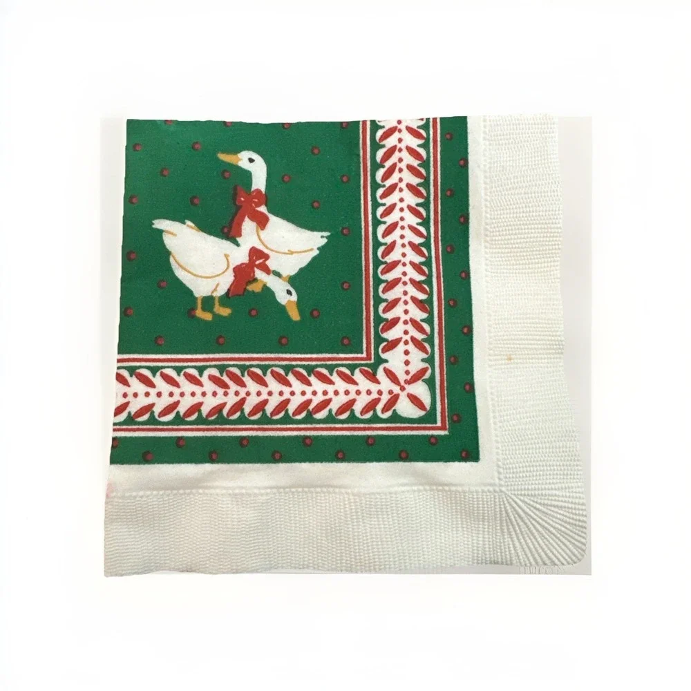 Vintage‎ USA Goose Napkin Holder Christmas Wood Holiday Decor w Napkins Taiwan